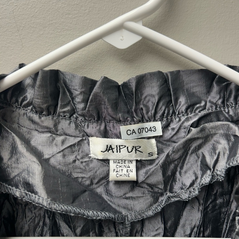 Jaipur Women’s‎ Silver/Metallic Crinkle Long Sleeve Top - Picture 5 of 6